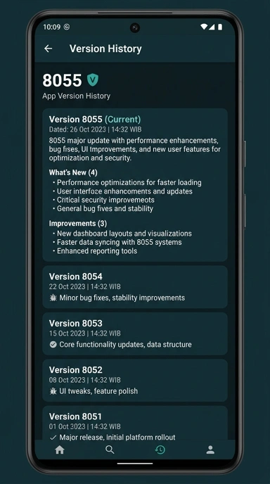 Halaman Riwayat Versi 8055 untuk Android