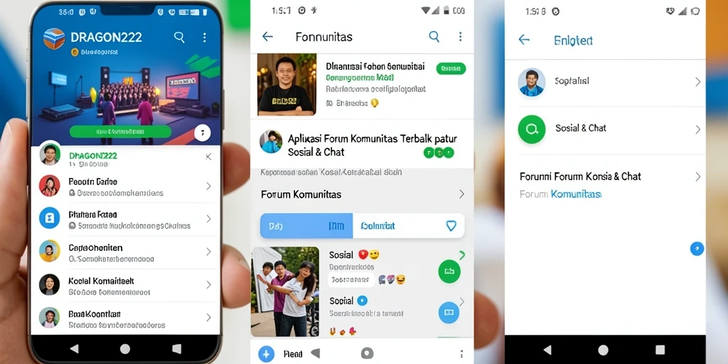 Screenshot antarmuka aplikasi DRAGON222 yang menunjukkan fungsi Forum Komunitas.