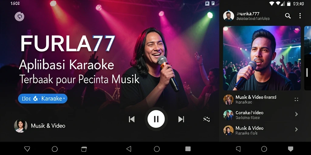 Antarmuka aplikasi FURLA77 yang menarik dan fungsional untuk karaoke.