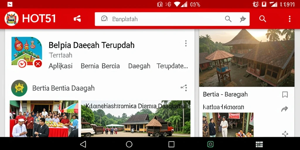 Antarmuka aplikasi HOT51 untuk berita daerah terbaru.