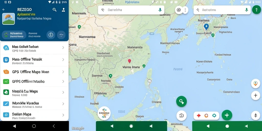 Tampilan antarmuka <strong>REZEGO</strong> yang menawan dan informatif untuk navigasi offline.